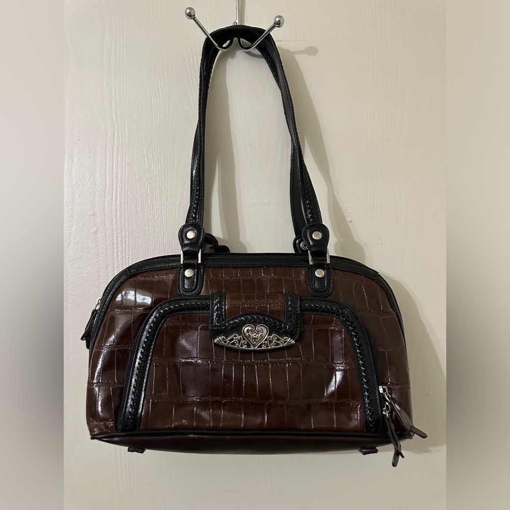 M.C. Brown Croc Inspired Handbag - Picture 2 of 14
